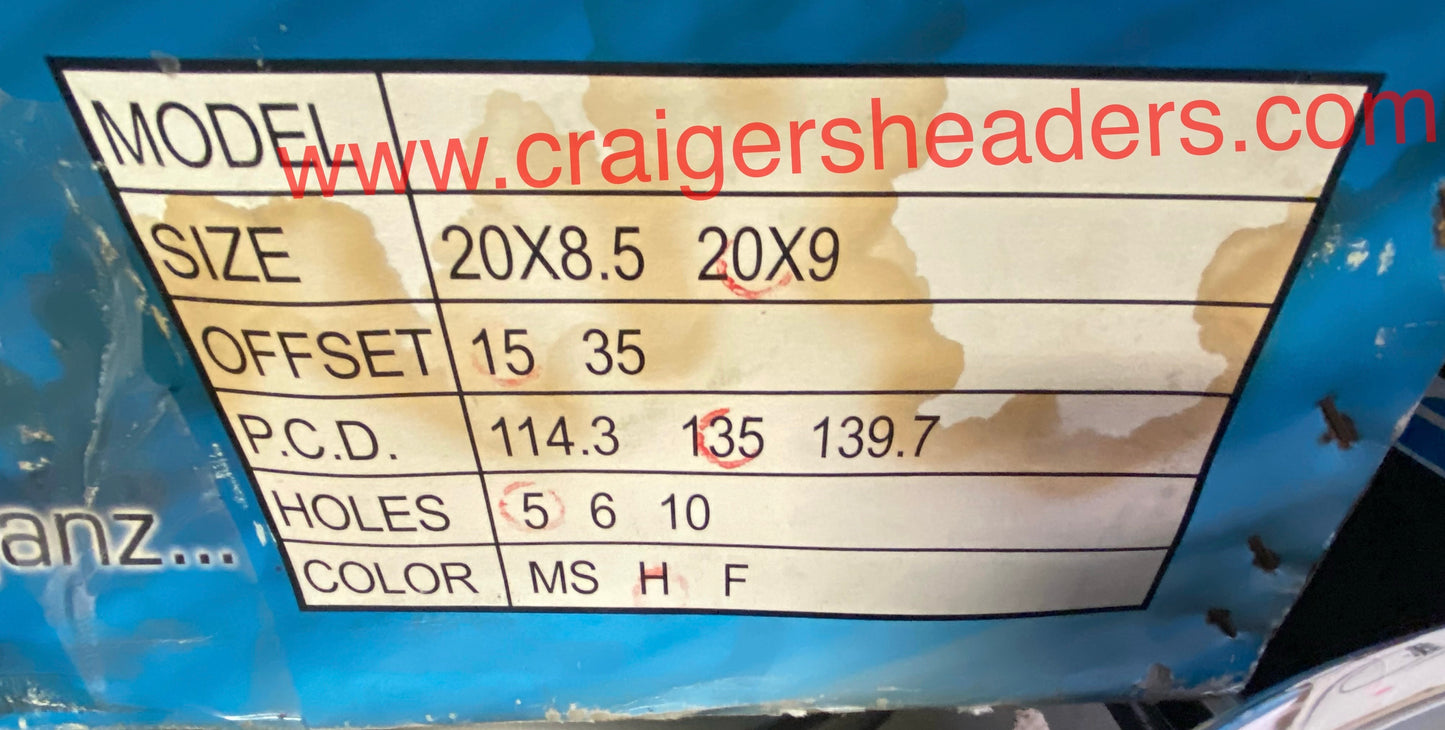 Velox Krius Titan Series Wheelset - 5x135 Lug Pattern - 20 x 9" +15 Offset