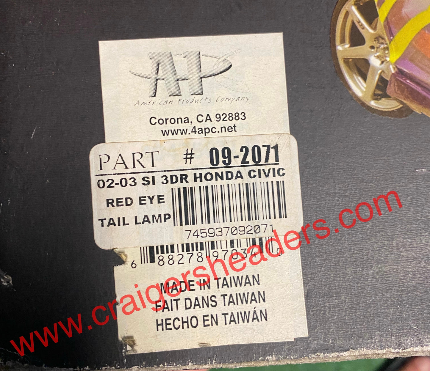 2002 - 2003 Honda Civic SI APC Rear Tail Lights Lamps - RED EYE