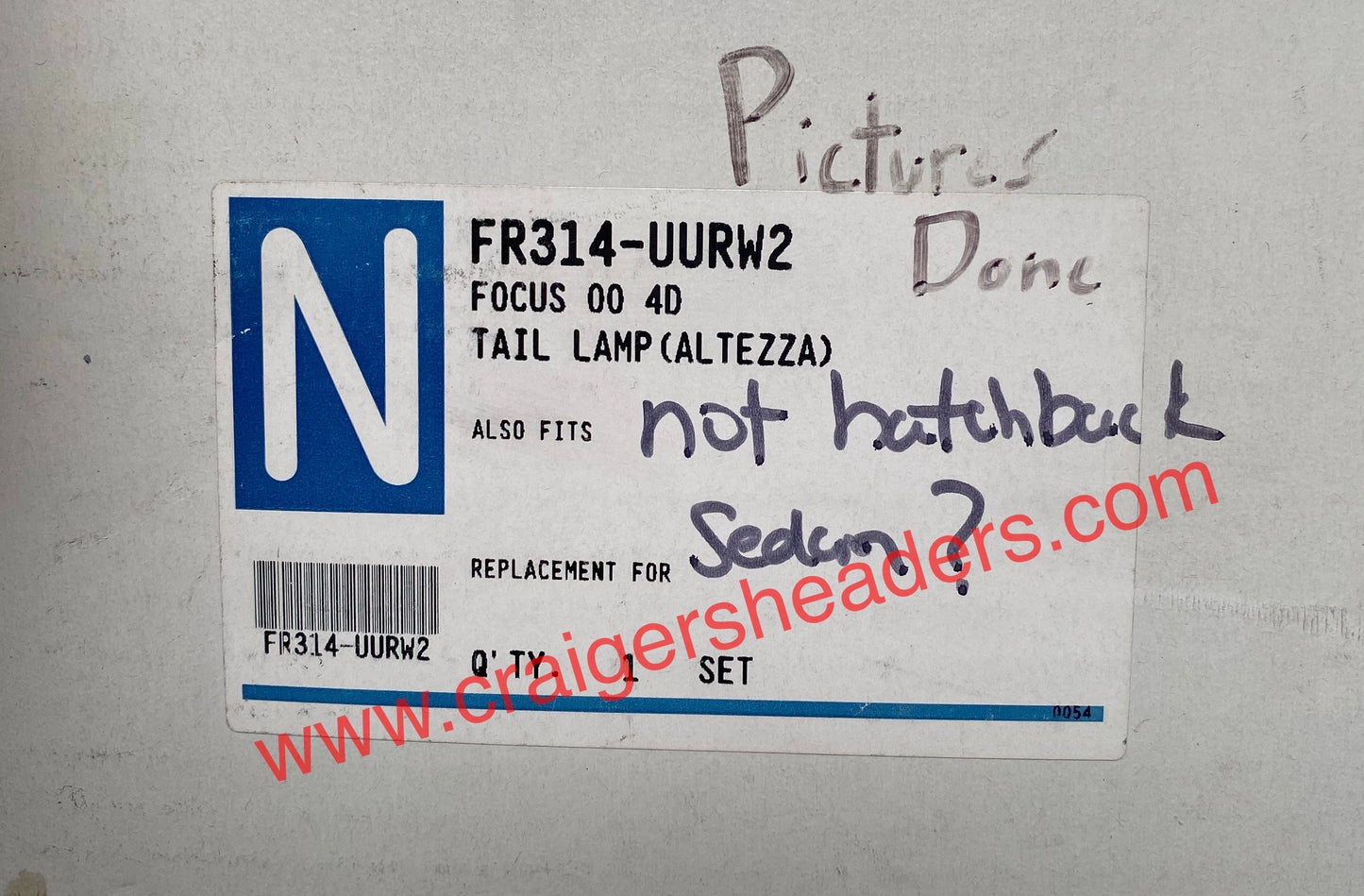 Altezza Tail Lights - PN: FR314-UURW2- 2000 - 2004 Ford Focus 4D 4 Door Sedan