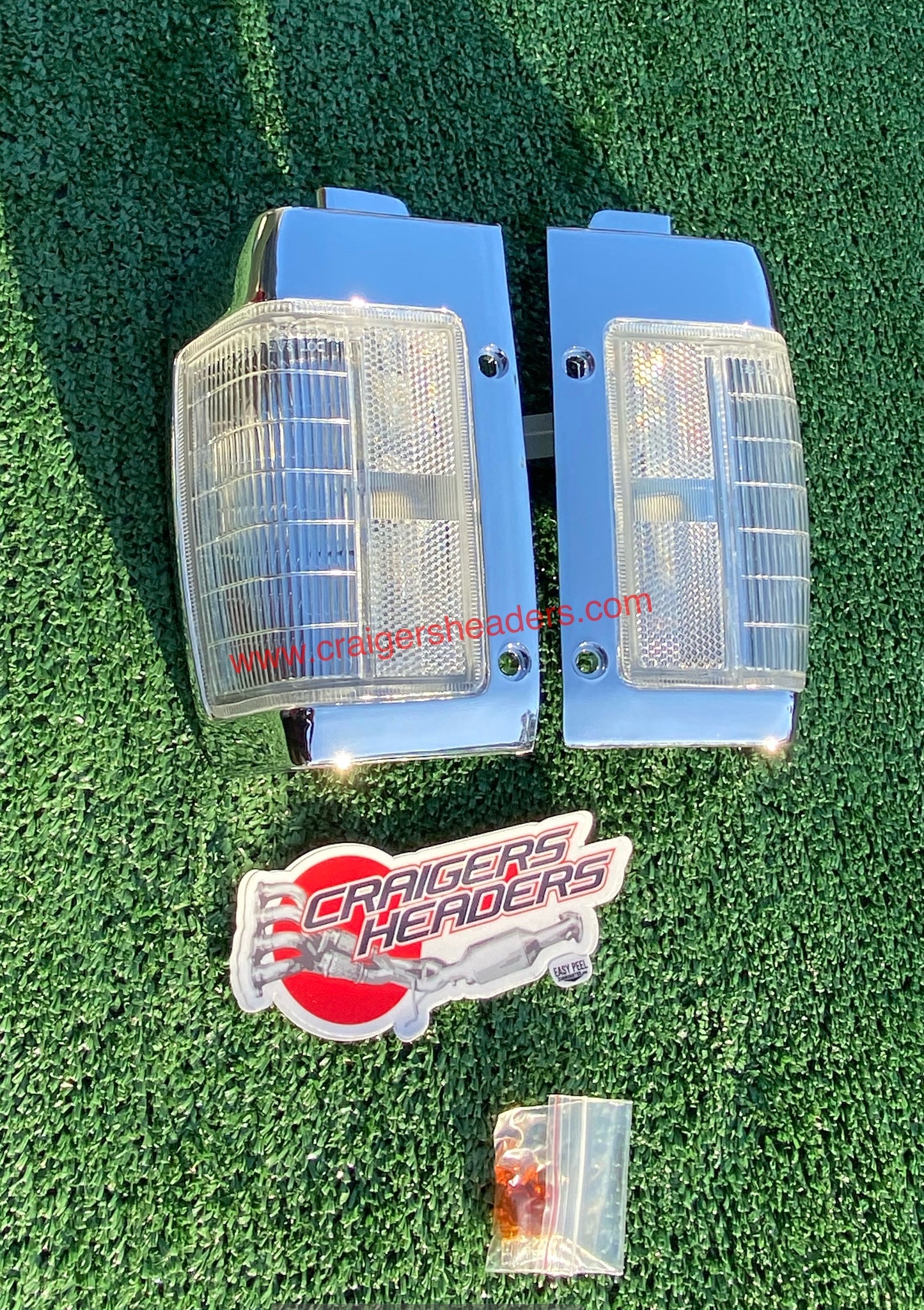 1986-1997 Nissan D21 Hardbody Pickup Front Bumper Corner Signal Lamp Chrome