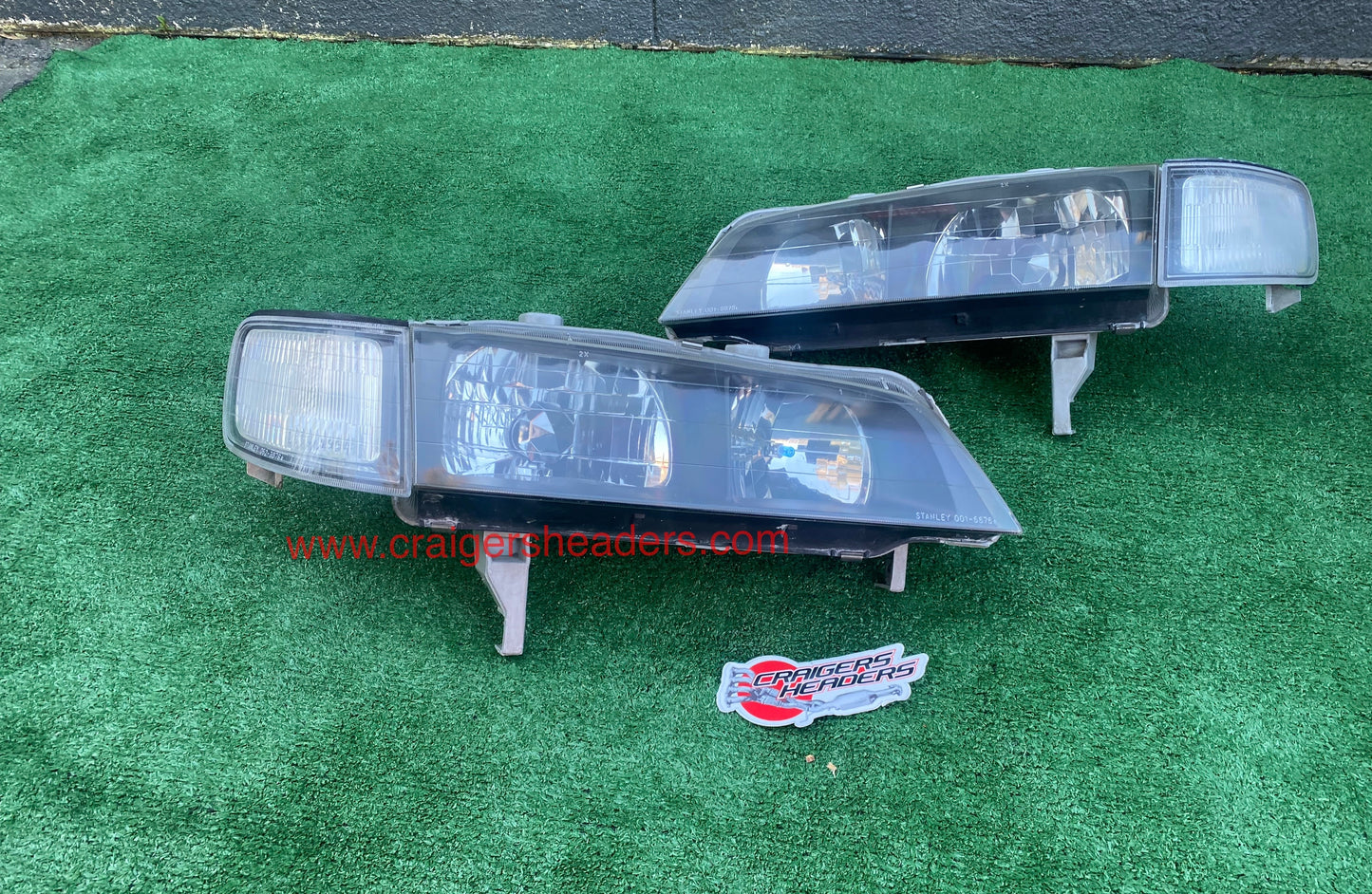 1994-1997 Honda Accord JDM Stanley Headlights. (Black Housed)