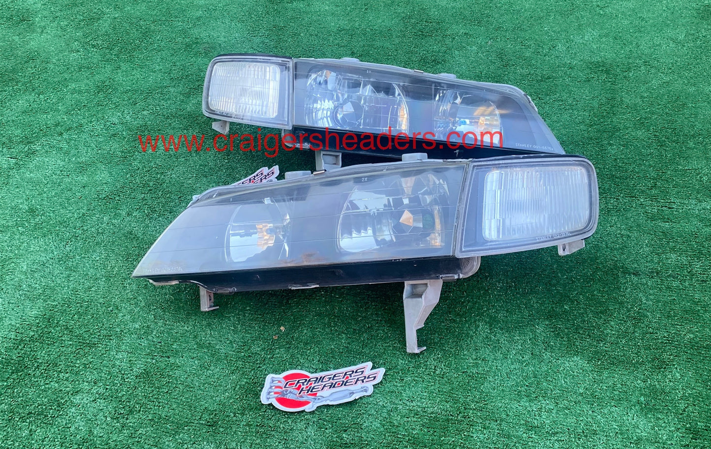 1994-1997 Honda Accord JDM Stanley Headlights. (Black Housed)