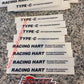Racing Hart Type C Lip Replacement Stickers. Racing Hart Type C Tracers and Type C's.
