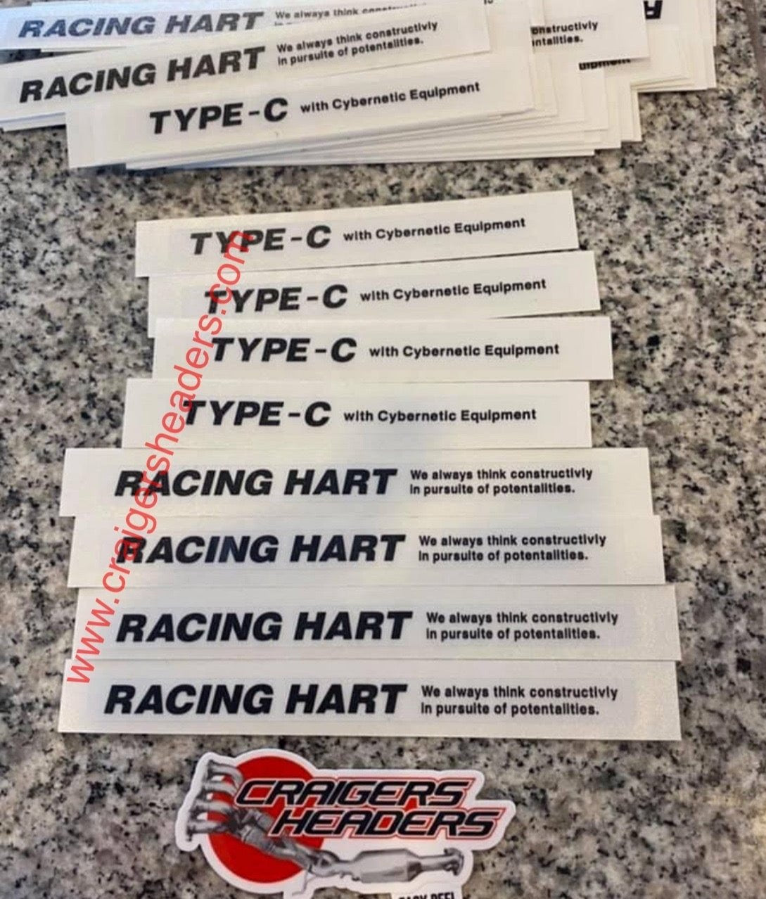 Racing Hart Type C Lip Replacement Stickers. Racing Hart Type C Tracers and Type C's.