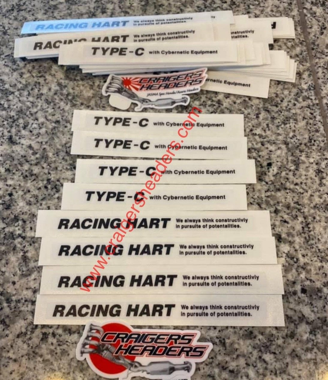 Racing Hart Type C Lip Replacement Stickers. Racing Hart Type C Tracers and Type C's.