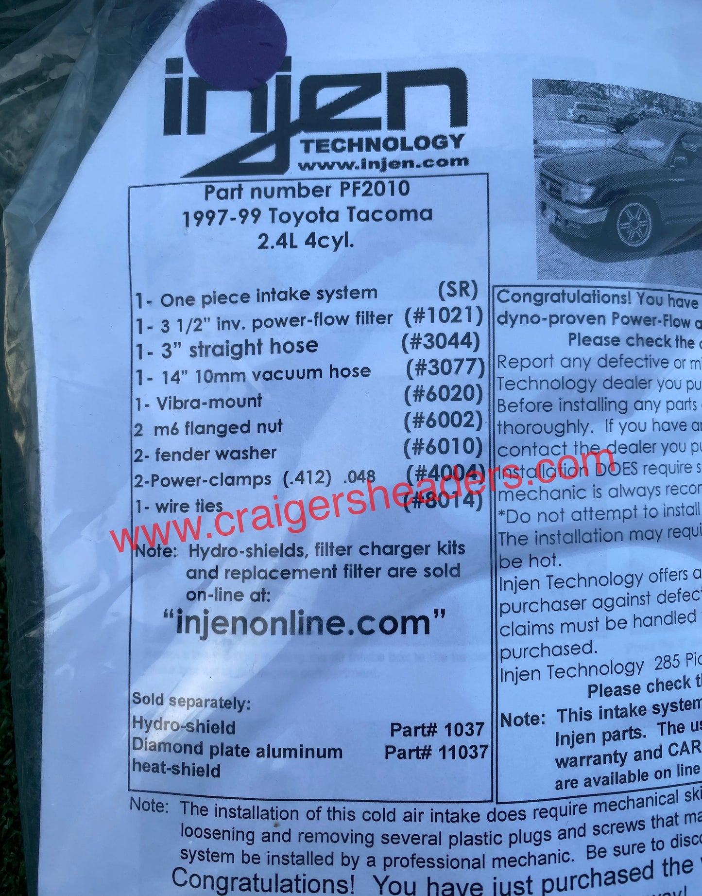 Injen PF Series Power-Flow Intake Systems PF2010P Toyota Tacoma