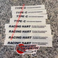 Racing Hart Type C Lip Replacement Stickers. Racing Hart Type C Tracers and Type C's.