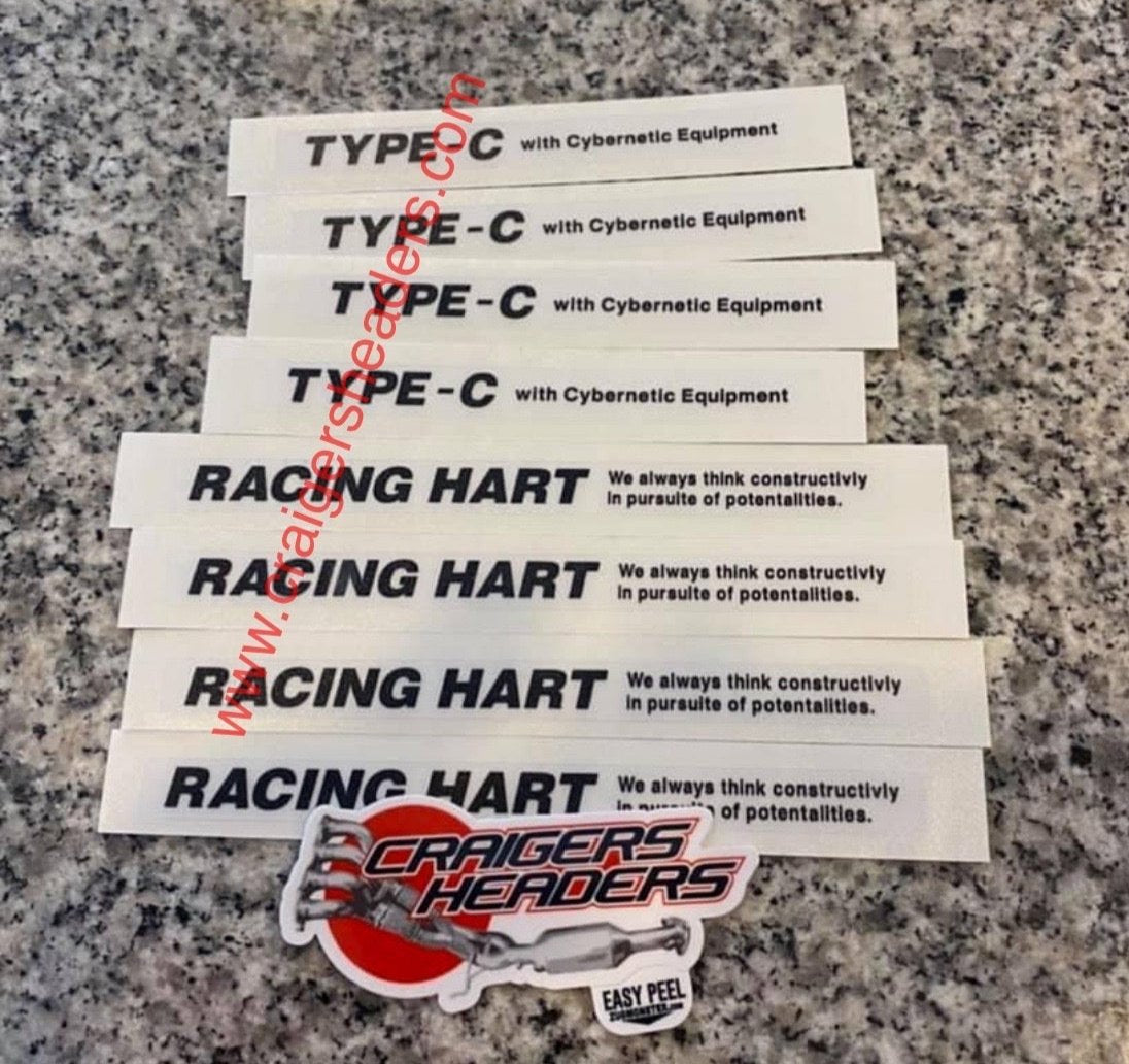 Racing Hart Type C Lip Replacement Stickers. Racing Hart Type C Tracers and Type C's.