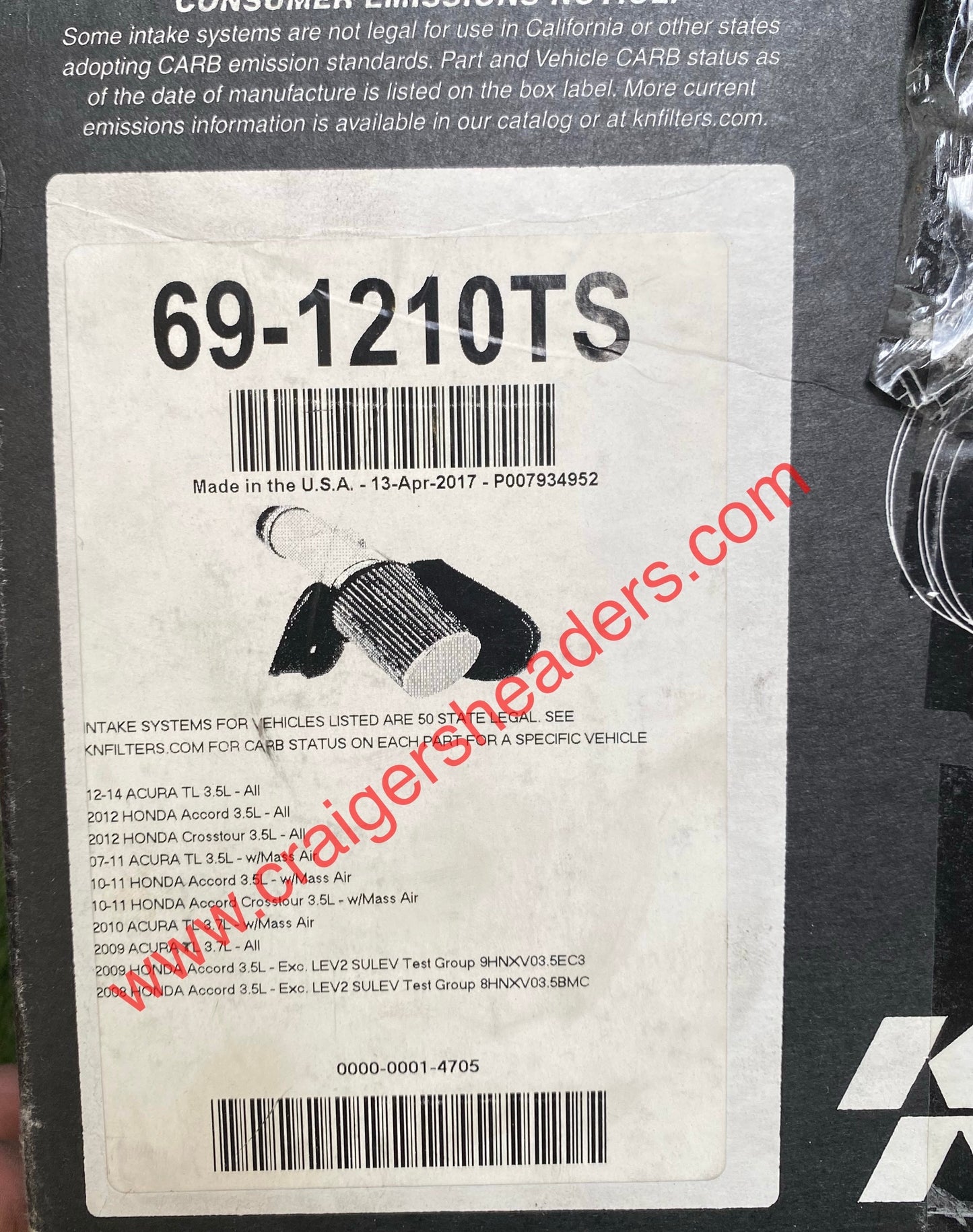 K&N 69-1210TS fits 2008-2012 Honda Accord.