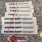 Racing Hart Type C Lip Replacement Stickers. Racing Hart Type C Tracers and Type C's.