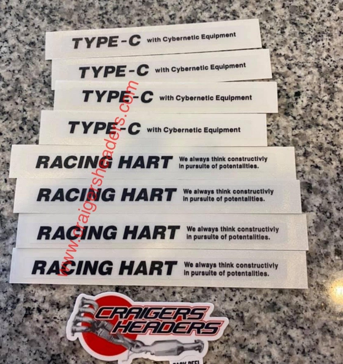 Racing Hart Type C Lip Replacement Stickers. Racing Hart Type C Tracers and Type C's.