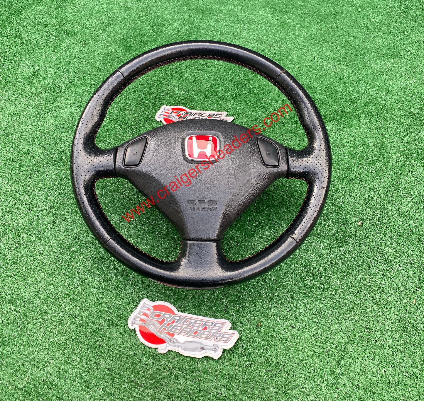 Honda Prelude 97-01 BB6 BB8 BB9 Type-S OEM Steering Wheel Red Stitching Atts